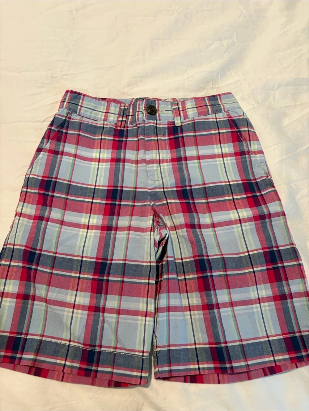 Ralph Lauren Plaid Flat-Front Boy’s Shorts — Pink, Blue Green, White Size 8